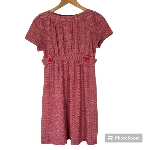 Clearance Ella Moss Red Herringbone Empire Waist Dress Fits Like A Small